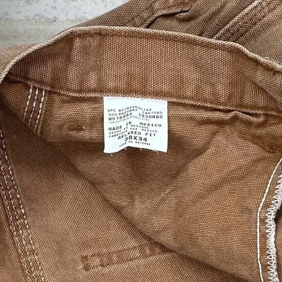 Vintage Y2K Dickies Carpenter Pants 38x34 Baggy Wide Leg Fit Tan Canvas - Picture 4 of 5